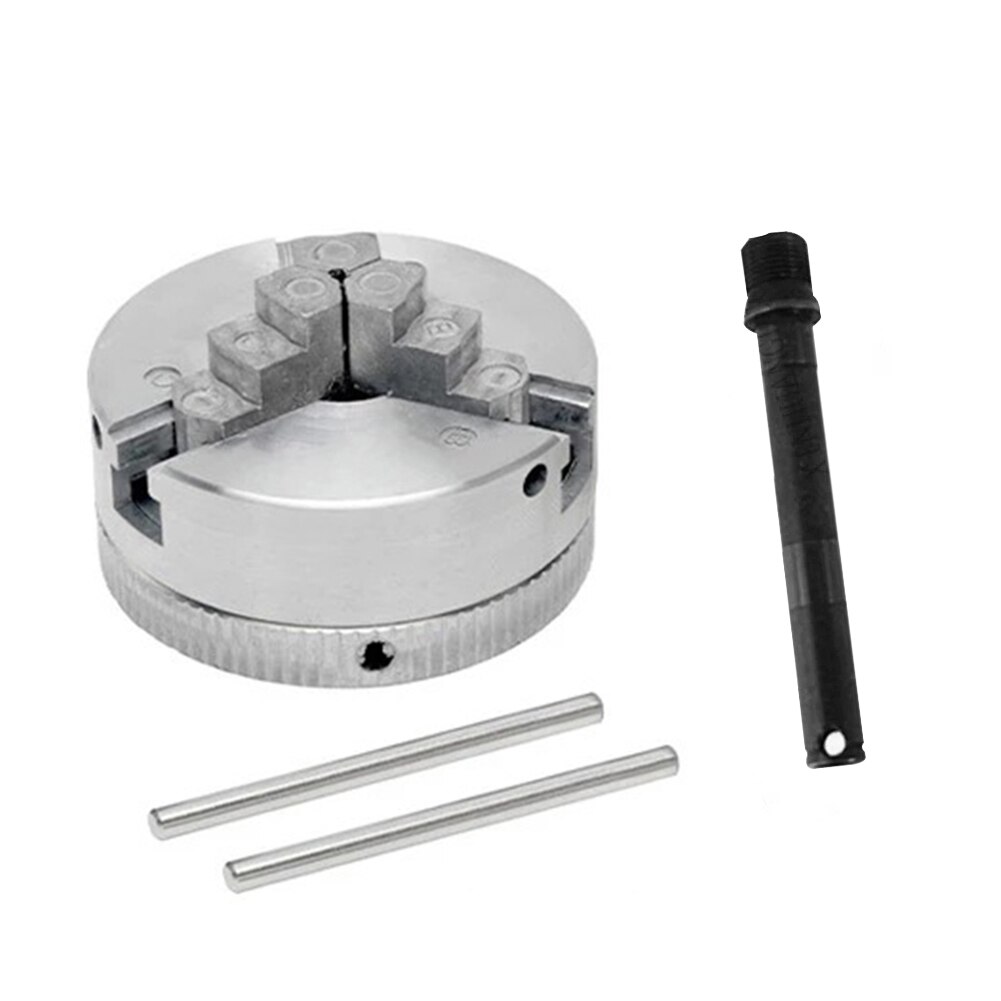 Metal 3 Jaws Lathe Chuck Self-Centering M12 Wood Clamp Machinery Plate Hole Drill Chuck Holder Accessories Woodworking Tool Set: Black Rod