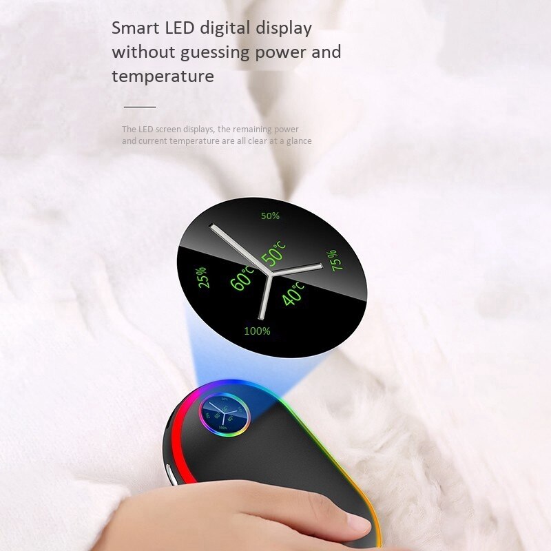 USB Rechargeable Hand Warmer Power Bank 10000MAh with Power Display Mini USB Electric Hand Warmer Winter