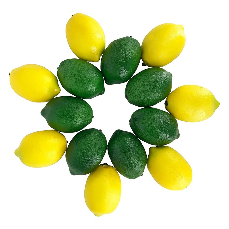 14 sztuk sztuczne cytryny sztuczna cytryna owoce dla domu dom przyjęcie w kuchni dekoracji (zielony i żółty): Default Title