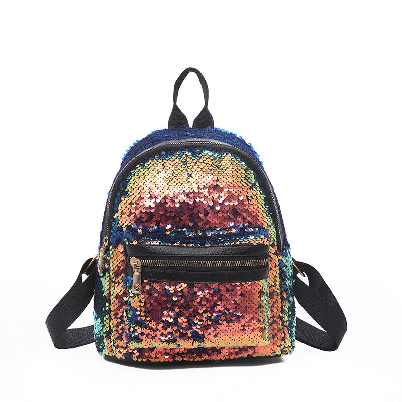 Glitter Women Sequins Backpack Teenage Girls Travel Shiny Backpacks Bags Bling Rucksack School Bags mini Backpacks: Gold