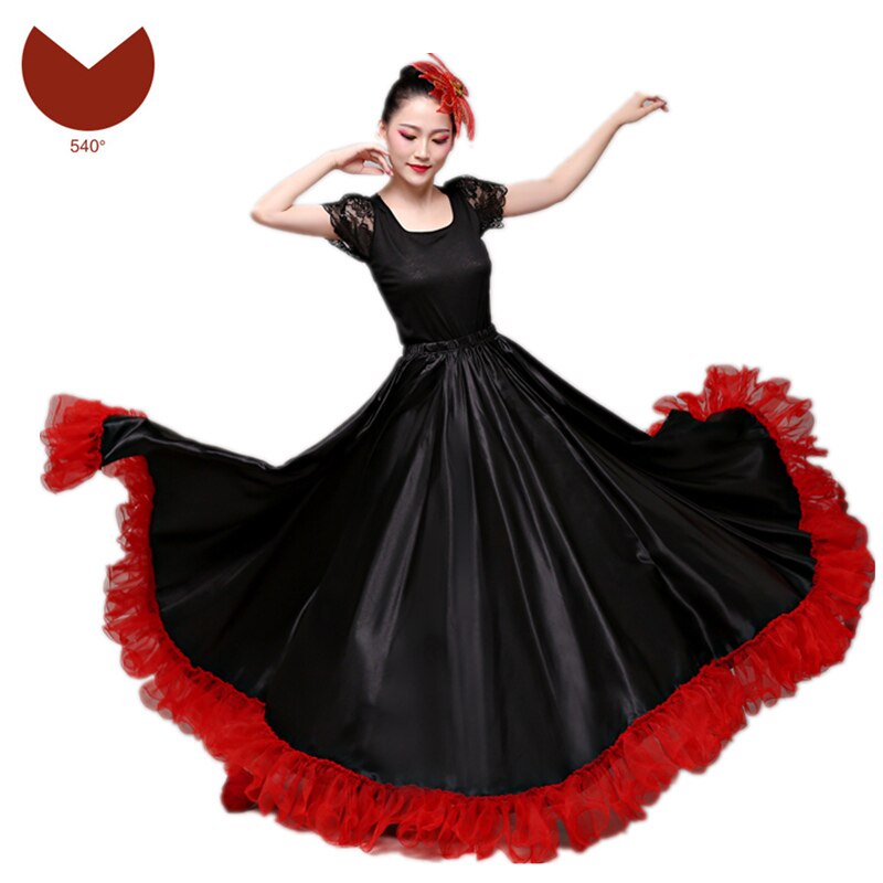 Flamenco Röcke Spanisch Kleid für Frauen tanzen Kostümich Zigeuner schwingen Felsen Chor Bühne Leistung Spanien Stierkampf Bigdance: Farbe1 540