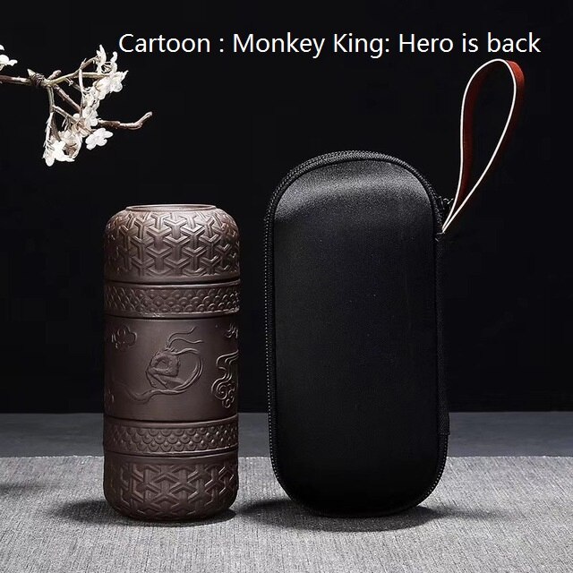 Creatieve Draagbare Zisha Thee Kopjes Set voor Reizen Paarse Klei Thee Set voor Outdoor Trips Relatiegeschenk Aanwezig 4 Cups: 05