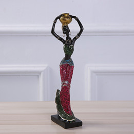 Buf 22cm afrikansk kvinna staty harts hantverk heminredning skulptur europeisk stil enkla hus inredning ornament: 001
