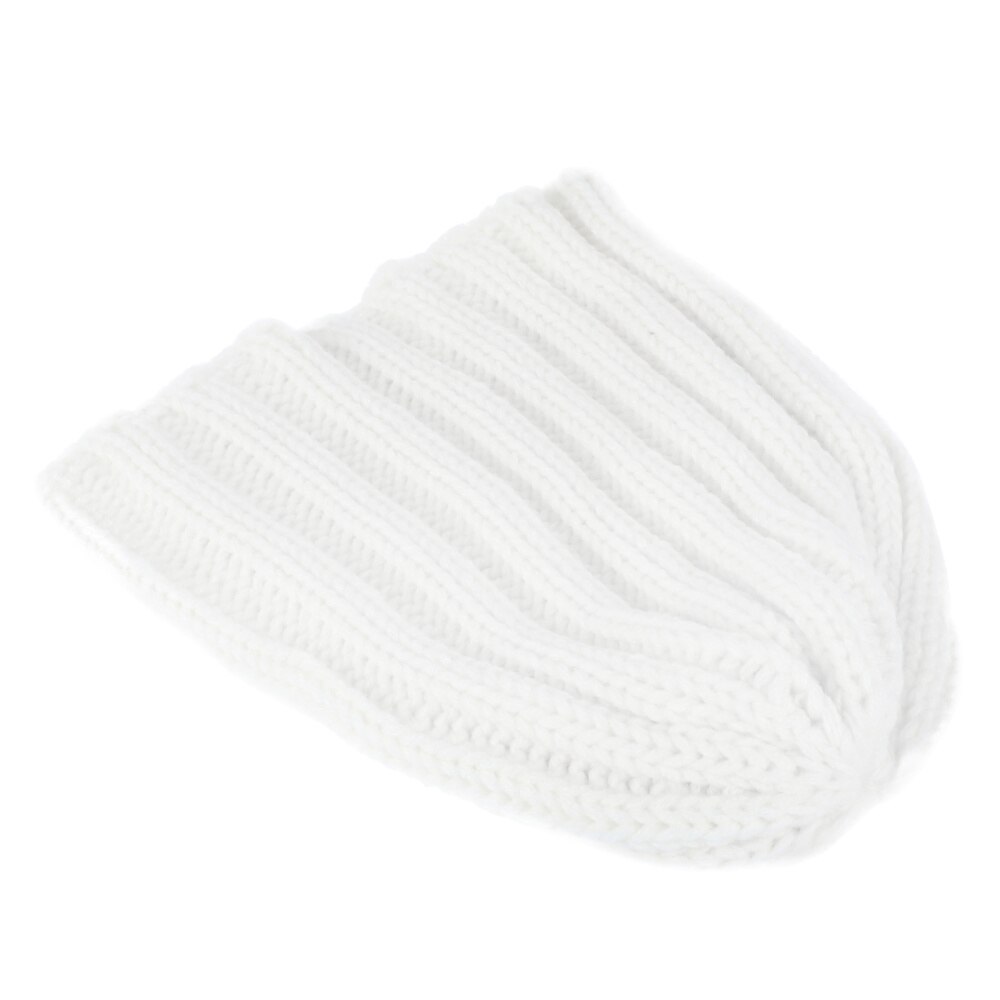 Warm Hoofdtooi Winter Gebreide Muts Haak Beanie Cap Acryl Fiber Hoed Voor Baby Kinderen (Wit)