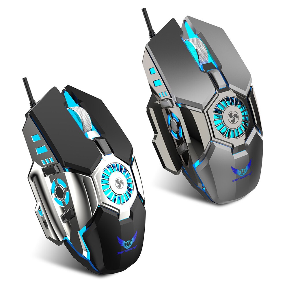 Gaming Mouse with Cooling Fan 1000-1600-6400 DPI Optical Mice for PC Gamer Laptop Desktop Computer Mouse