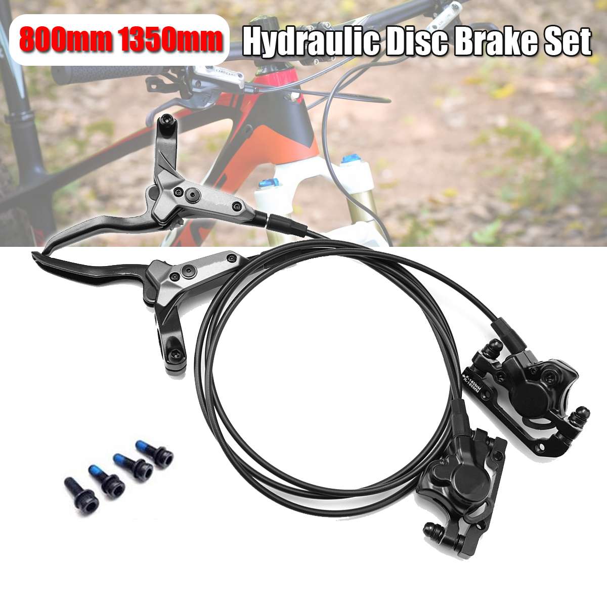 2x Universal Bicycle Brake MTB Brake Hydraulic Disc Brake Set Front/Rear 800/1350mm Mountain Bike Brake Oil Brake Disc Upgrade