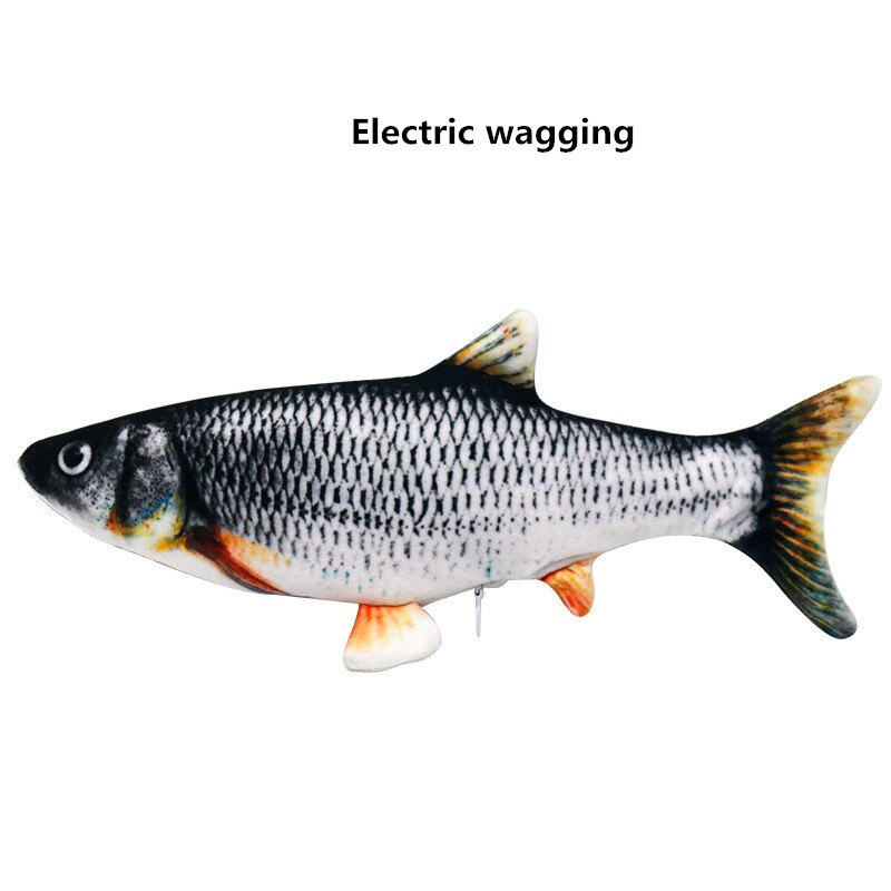 Kattleksak elektrisk viftande fisk rörlig fisk floppande fisk dansande fisk viftande simulering elektrisk för kattunge 30cm: Ljusgrå