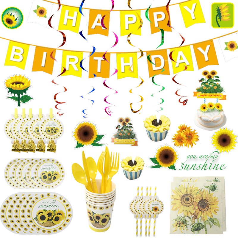 20pcs Sunflower Theme Paper Napkins Sun Flower Tissue Napkins Decoupage Tablecloths Plate Decoration Festive Party Supplies