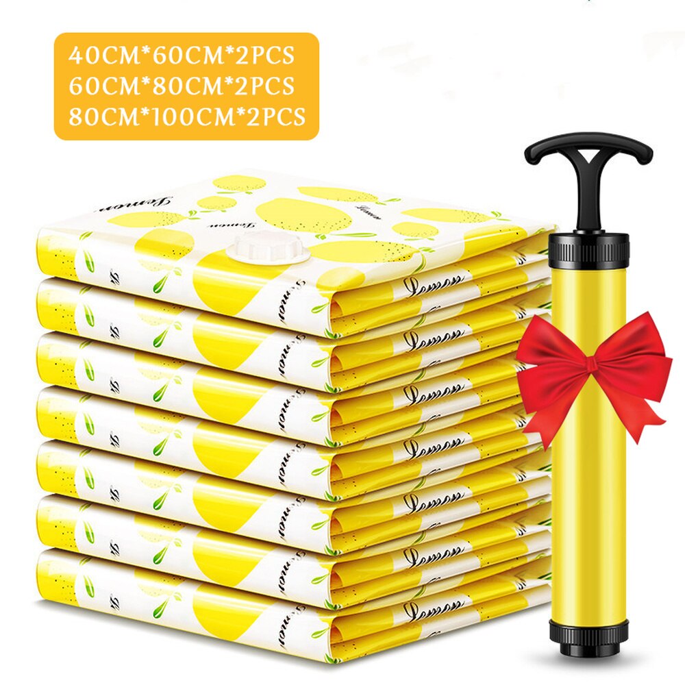 3/6Pcs Home Vacuum Storage Bags Foldable Compressed Air Organizer Bag for Clothes with Travel Bag Pump Space Saving Seal Packet