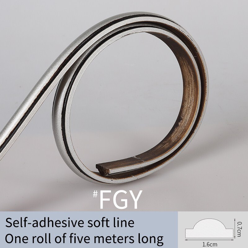 Pvc dekorativ mjuk linje spegel kant kant gips tak linje bakgrund tapeter självhäftande remsa hemtillbehör: Vantage silver / 16 x 7
