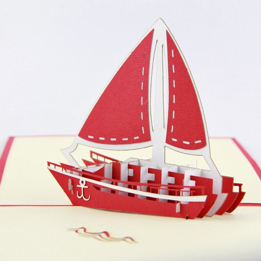 Criança Veleiro Iate/3D pop up cartão/menino artesanal cartões Frete grátis