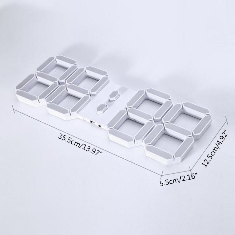 3D LED Digital Wall Clock with Extra Large Numbers, Remote Control, Large Digital Timer, for Warehouse/Office/Home/Livin