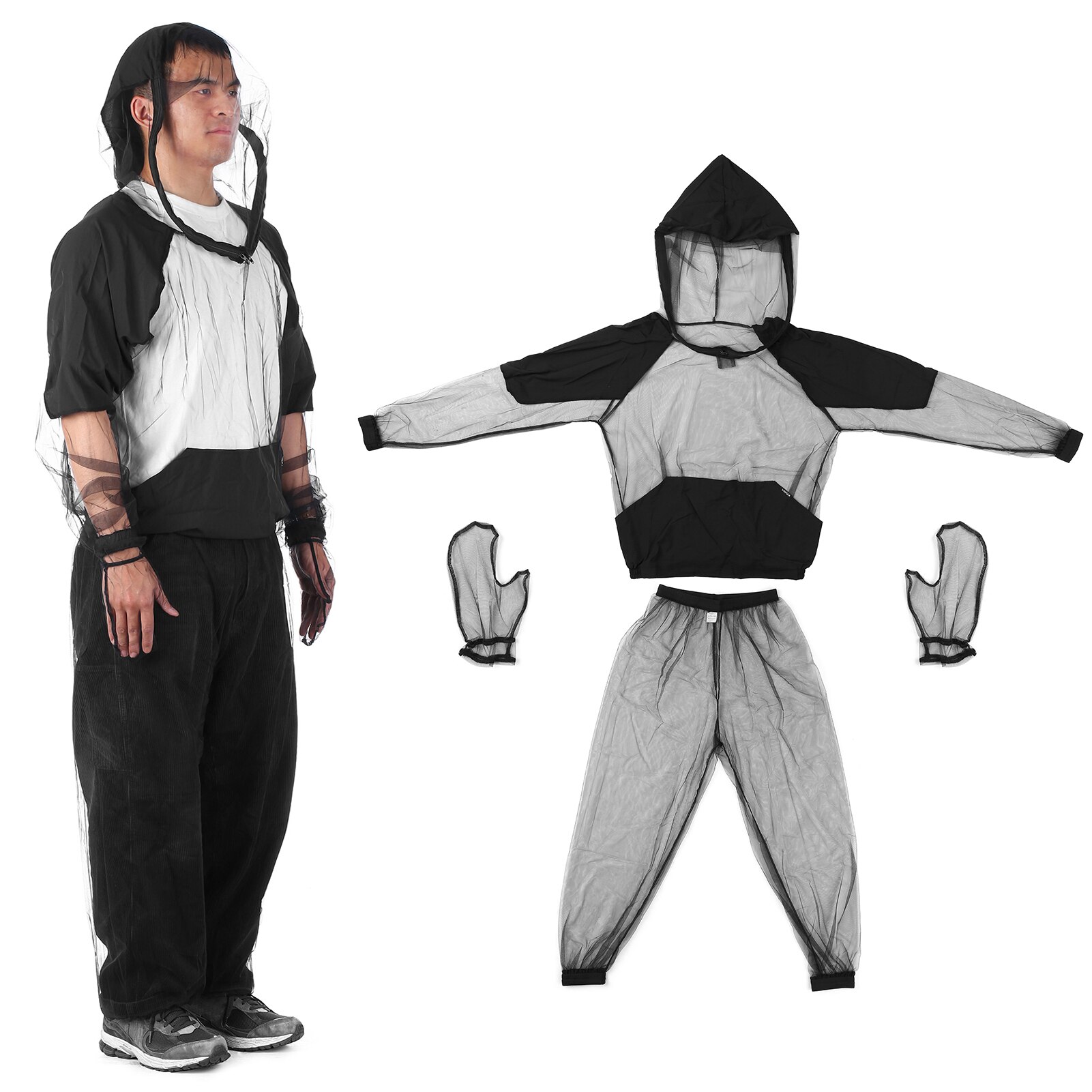Veste Anti-moustique légère en maille avec capuche, Protection extérieure contre les insectes, vêtements pour randonnée Camping pêche