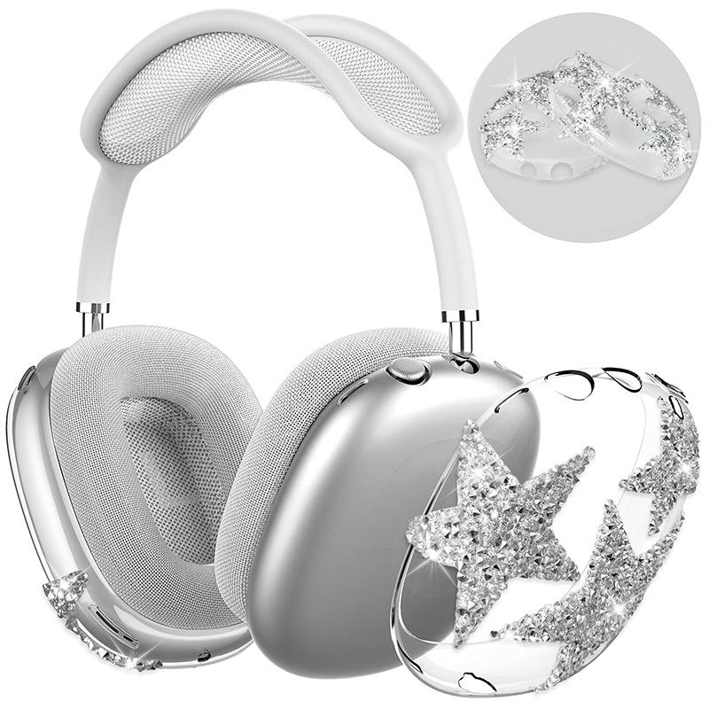 Star Glitter Skyddsfodral för AirPods Max - USB C Hörlurar Tillbehör - Silikon: 3xs / Oliv