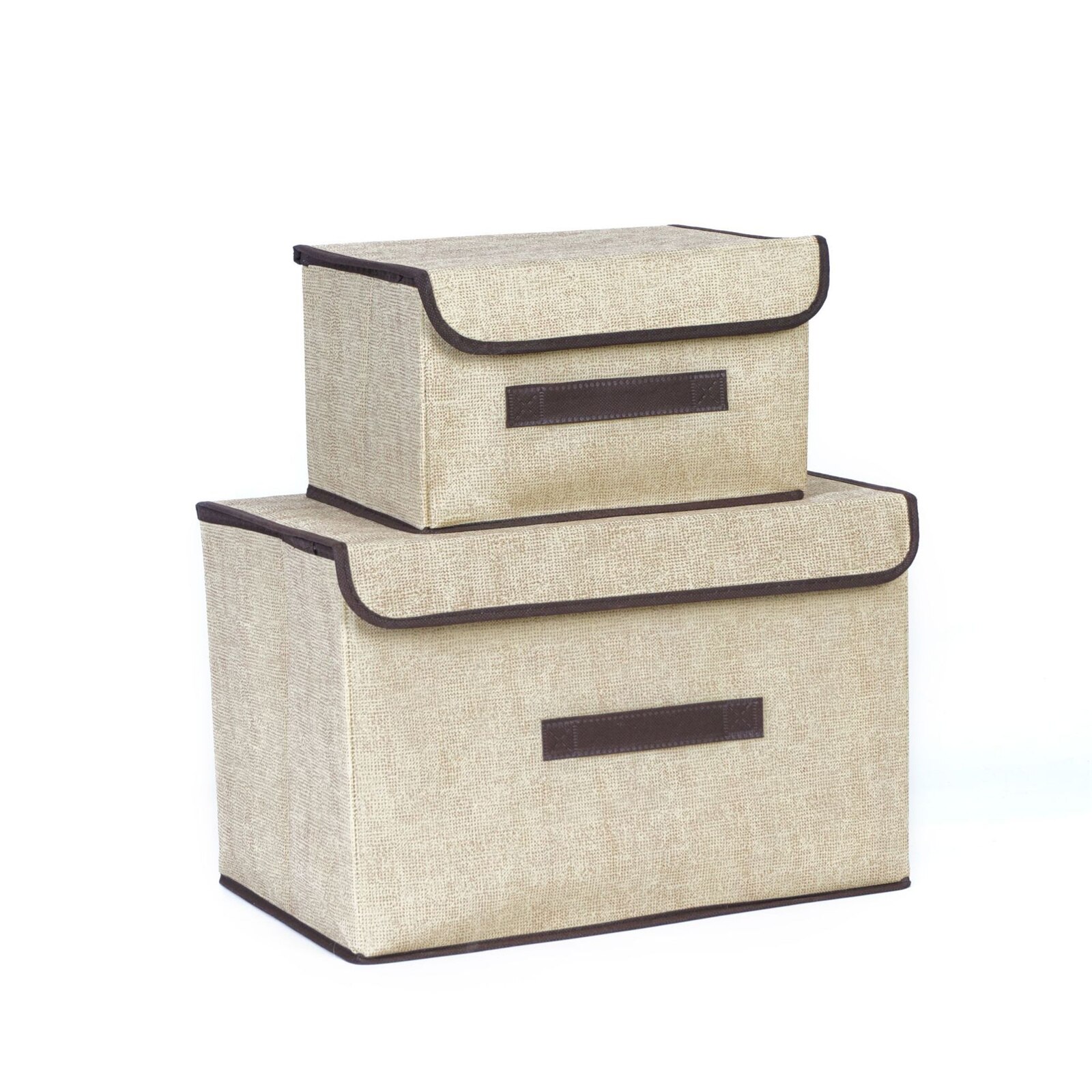 Non-Woven Storage Box with Lid Foldable Multi-purpose Storage Container Practical Organizer for Home Study Bedroom: Beige