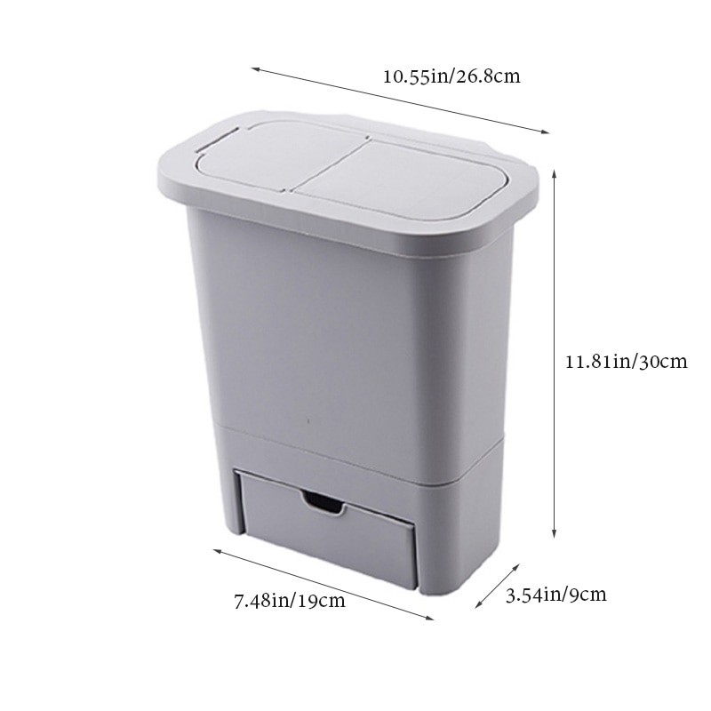 Kitchen Cabinet Door Hanging Trash Can with Lid Wall-mounted Waste Baskets Push-top Trash Garbage Bin Can Rubbish Container