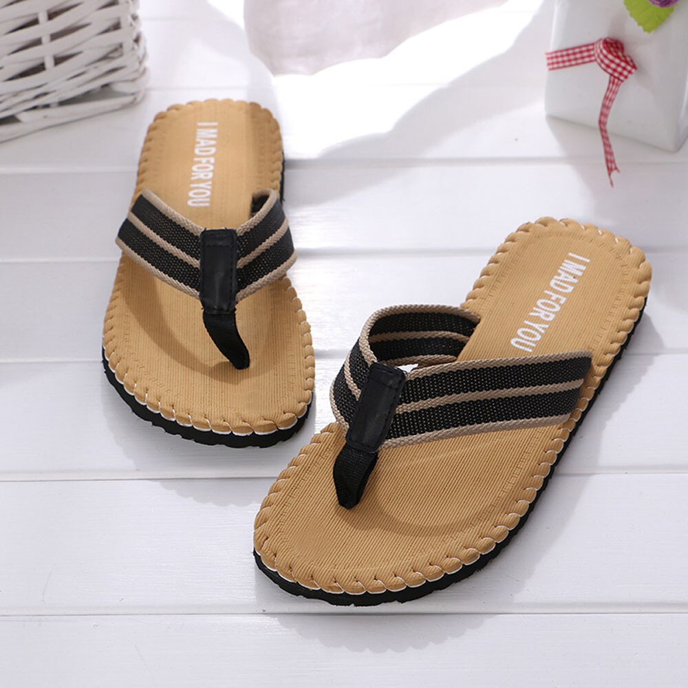 Men Summer Stripe Flip Flops Shoes Sandals Male Slipper Flip-flops Beach Shoes Mans footwear terlik kapcie#35
