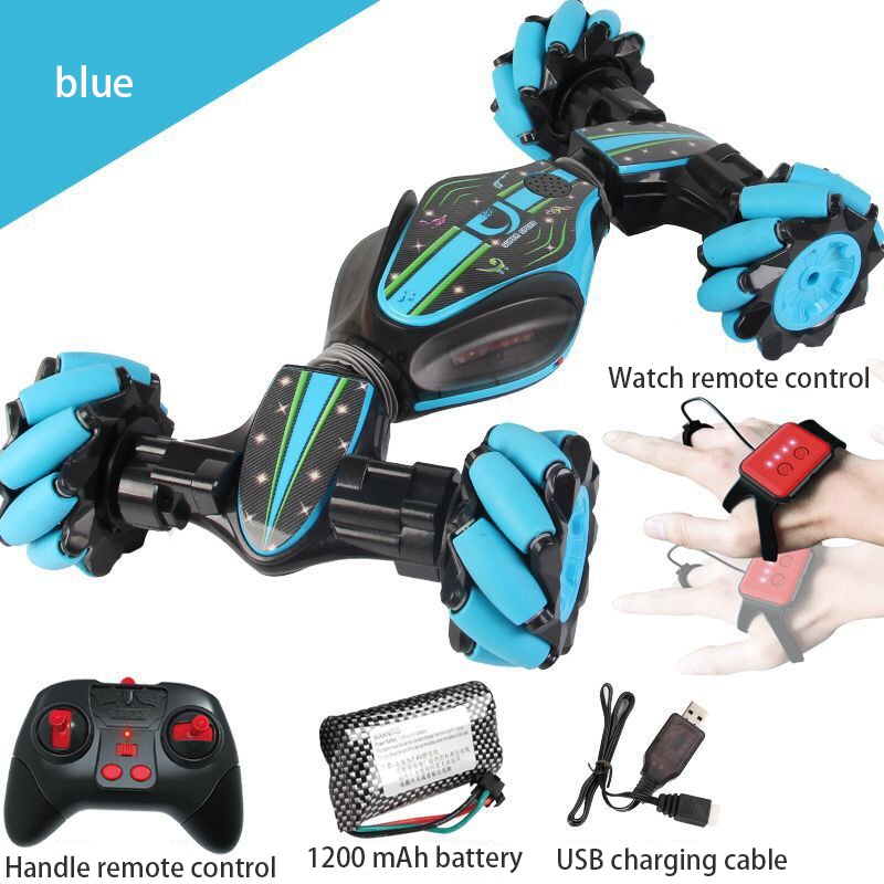 4WD RC Car Stunt Off Road Car Gesture Sensing Twisting Car Kids RC Toys2.4G Radio Control Toy Car Model: Blue