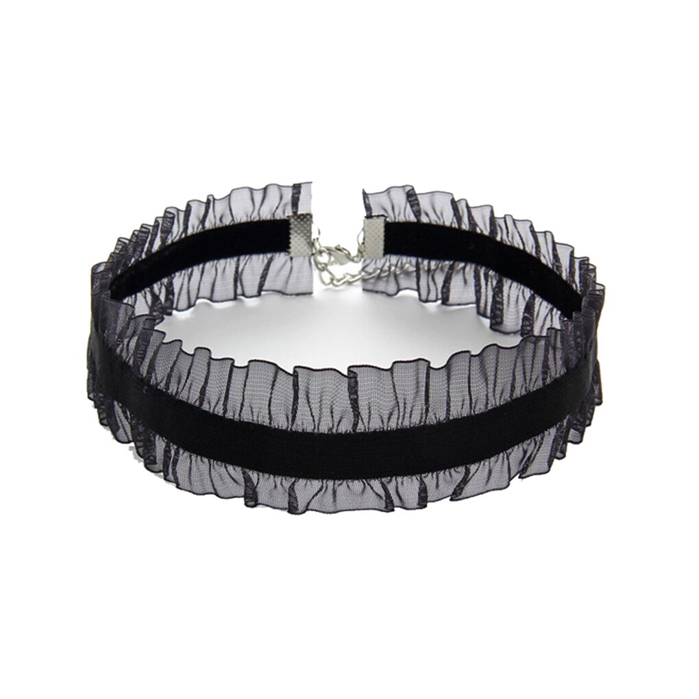 Band spets choker kvinnor tyg halsband flicka vintage legering nyckelben kedja brud bröllop smycken: Nr .4