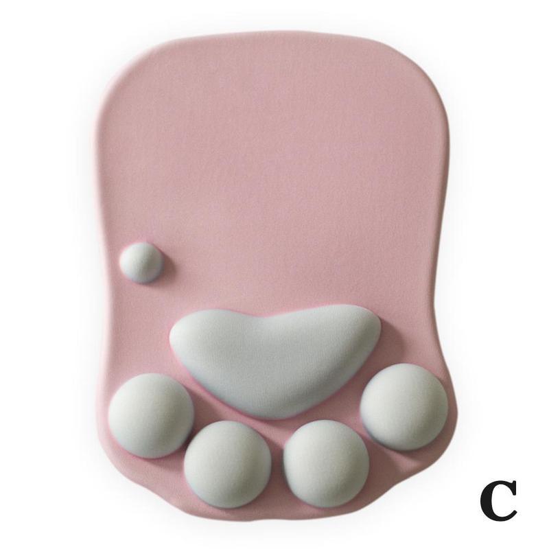 Mignon 3D chat patte tapis de souris avec Support de poignet Silicone repose-poignet coussin repos confort souris Pats: Rose