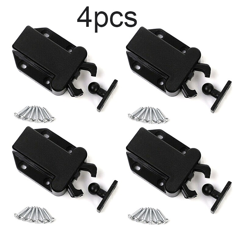 4pcs Push To Open Door Latch Cabinet Wardrobes Bookcases Touch Release Tools: Black