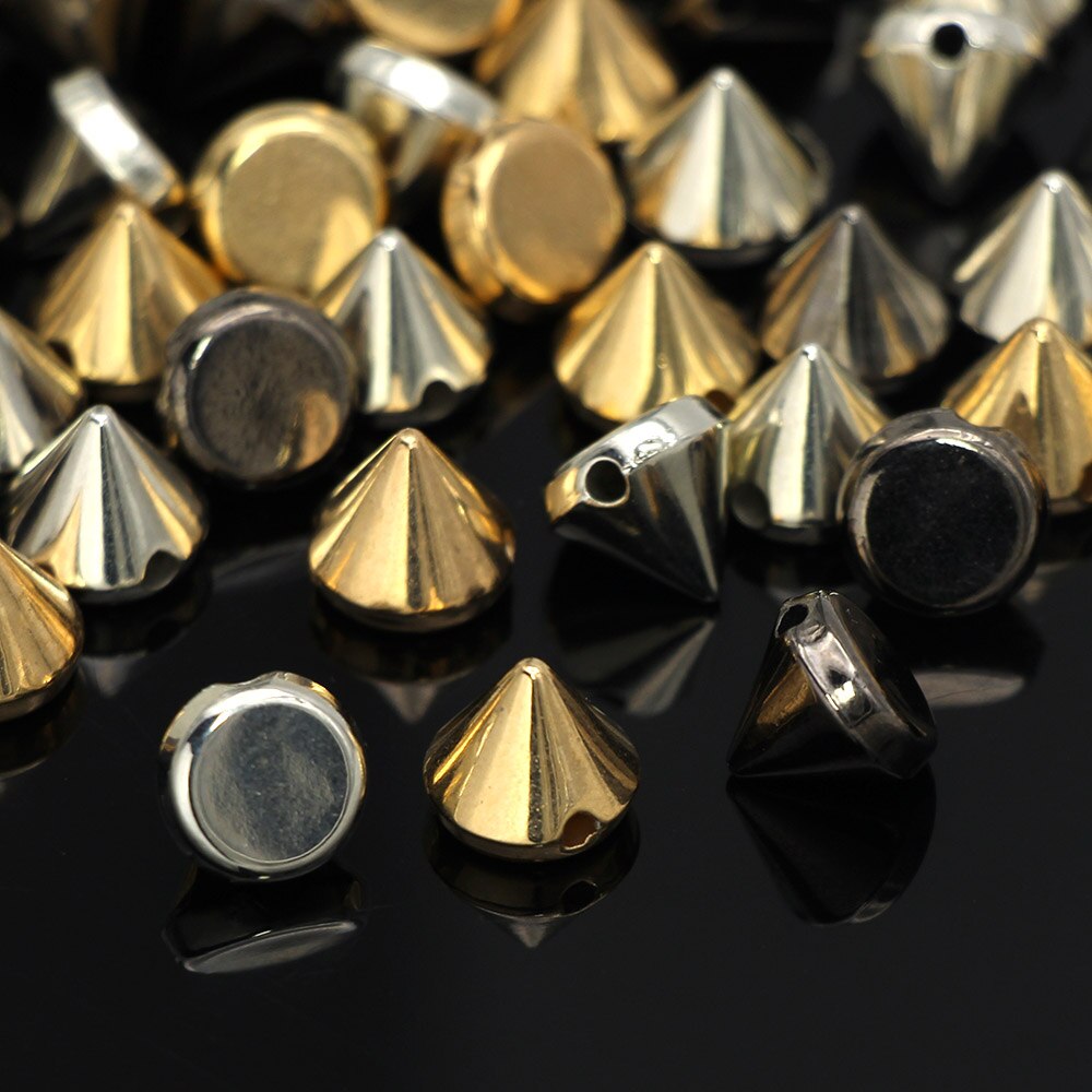 100Pcs Goud Zilver Zwart Cone Studs Plastic Klinknagel Voor Leer Craft Studs Voor Kleding Naaien Spikes Kledingstuk Punk Accessoires