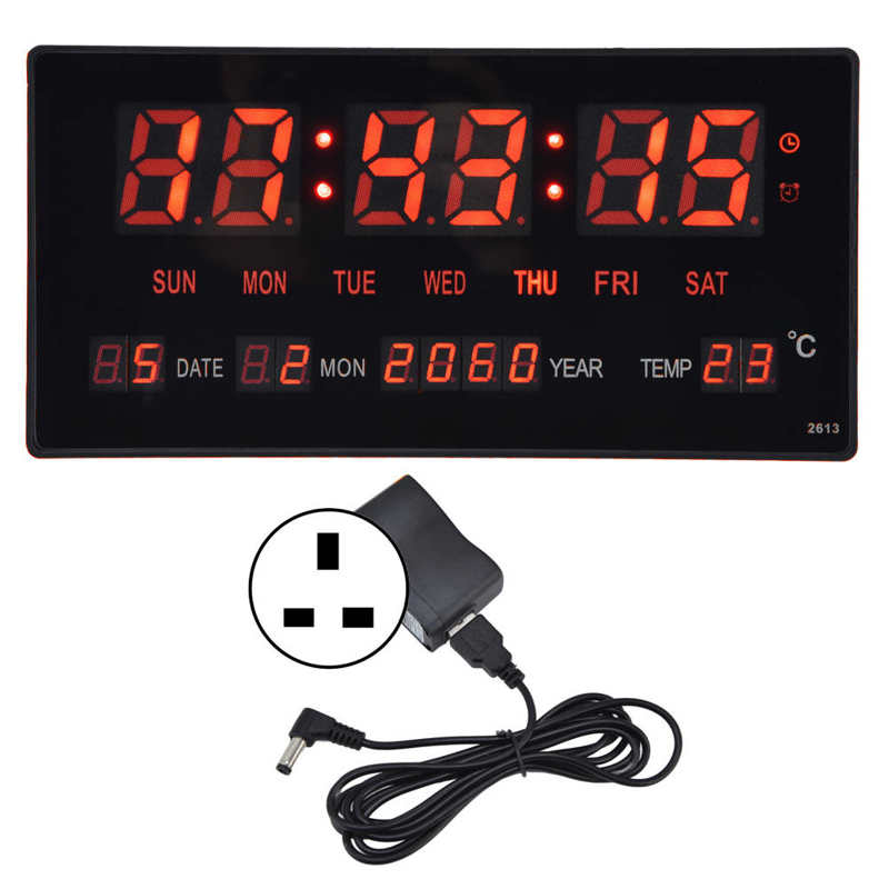 LED Digital Wall Clock Digital Wall Calendar Luminous Mute for Living Room for Office: British regulatory