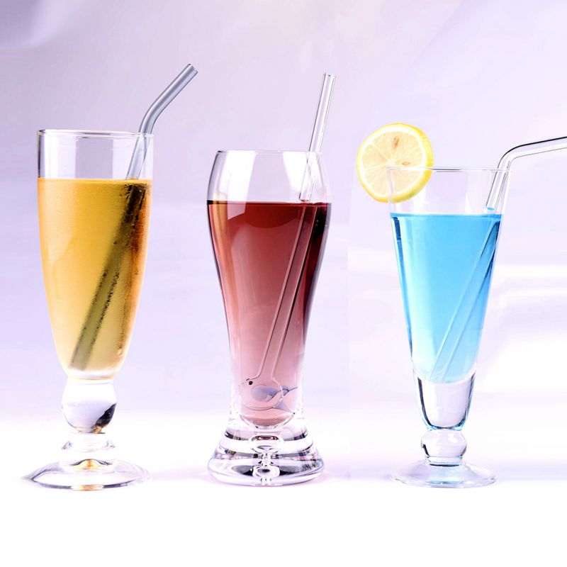 9 colores 1 Uds. Vidrio resistente a altas temperaturas pajita para beber s recta doblada pajita para beber accesorio de barra de
