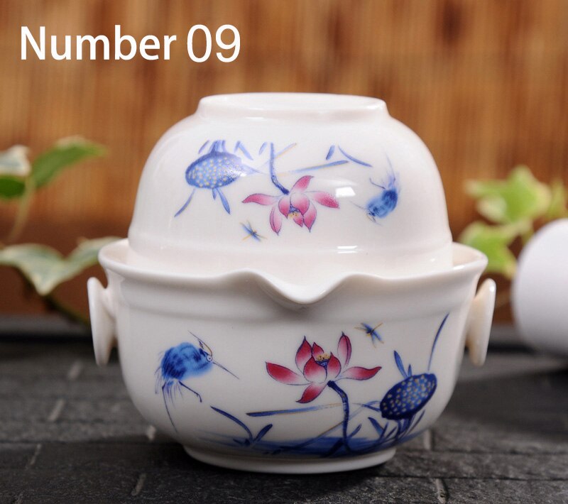 Ceramics Tea set Include 1 Pot 1 Cup, gaiwan,Beautiful and easy teapot kettle,kung fu teaset: Number 09