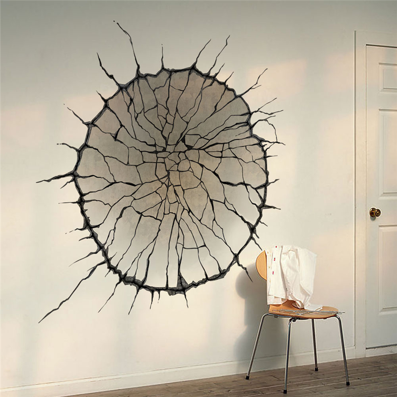 vivid 3D Broken Wall Hole view window home decals wall sticker house living room bedroom lovely decoration washroom kitchen