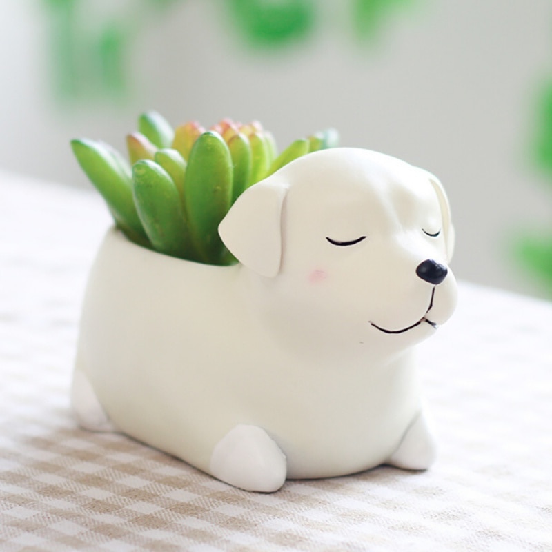 Cartoon Dogs Flower Vase Resin Succulent Animal Shaped Planter Flower Pot