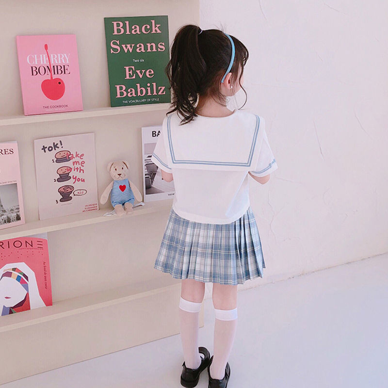 Sewing Patterns Baby Preppy Girls School Uniform Shirt + Skirt Suit Kids Making Clothes Drawings Template DIY Kraft Brown Paper