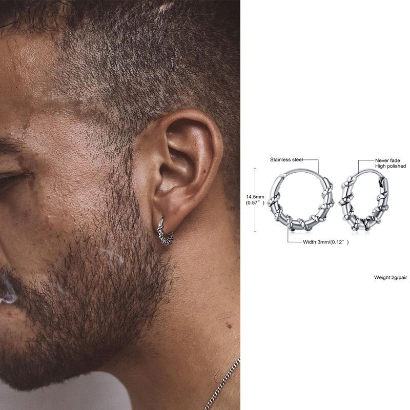 Mannen Hoops Oorbellen, Mini Twist Manchet Oorbellen. Rvs Twisted Kleine Hoops Earring, Minimalistische Mannen Sieraden: style2