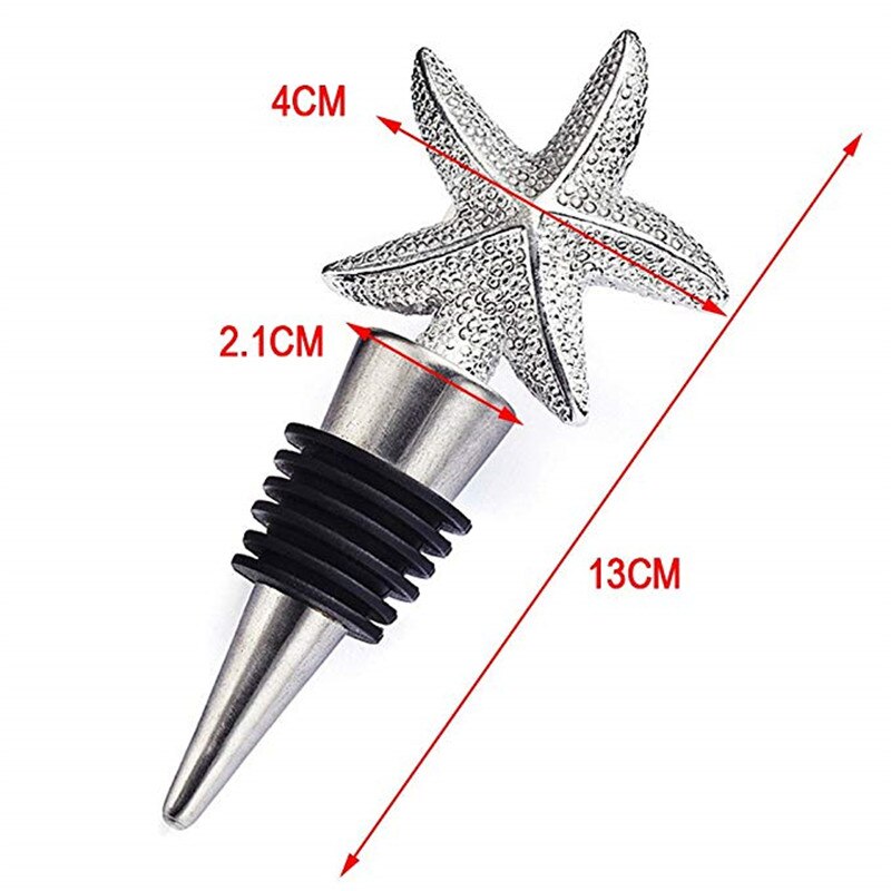 Decorative Starfish Shape Wine Bottle Stopper Zinc Alloy Friendly Reusable Wine Stopper For Sweetheart Favors Wedding