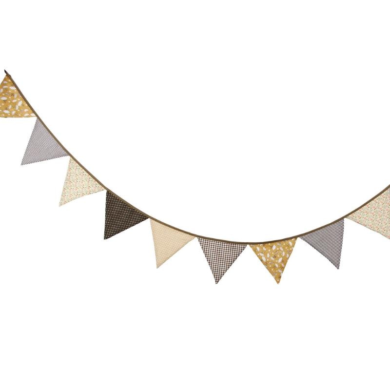 12 flaggor bomullstriangel girlander vimpel vintage bunting banderoll tyg dekor babyshower flaggor bröllopsfest tillbehör 3.2m
