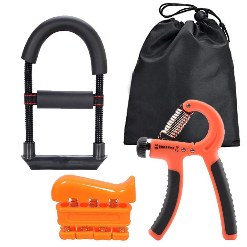 Fuerza de muñeca agarre de mano ajustable brazo fortalecedor ejercitador de músculo equipo de rehabilitación entrenamiento dedo Pow anillos expansibles: Naranja