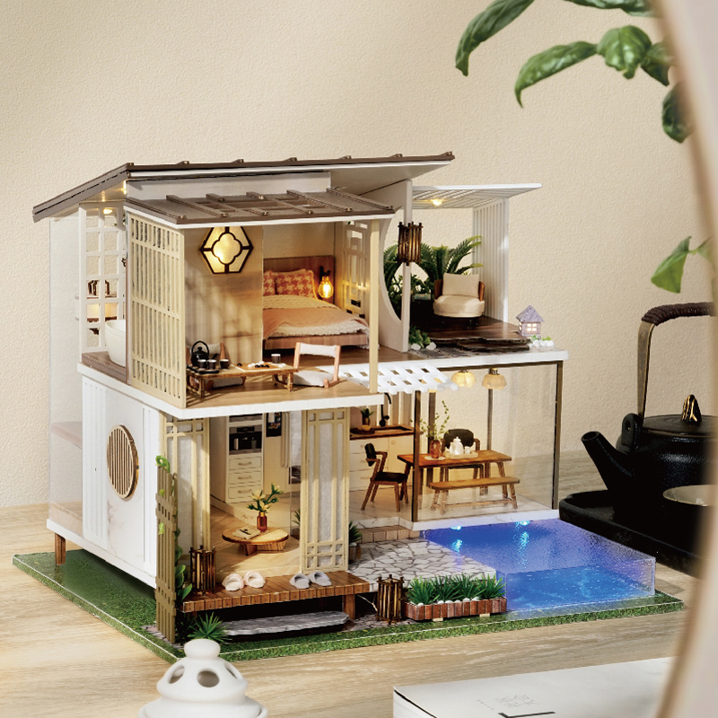 Handmade building models, wooden small villas, three-dimensional puzzles, girlfriends, children's toys, adult birthday