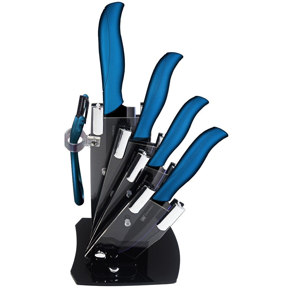 Xyj keramiska knivar 6 stycken set 3 4 5 6 tums kockkniv antibakteriell flerfärgshandtag köksredskap: Bule (6 st)