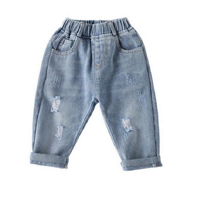 Jean taille élastique avec trou pour enfant, pantalon pour bébé garçon de 2 à 7 ans, nouveauté printemps automne
