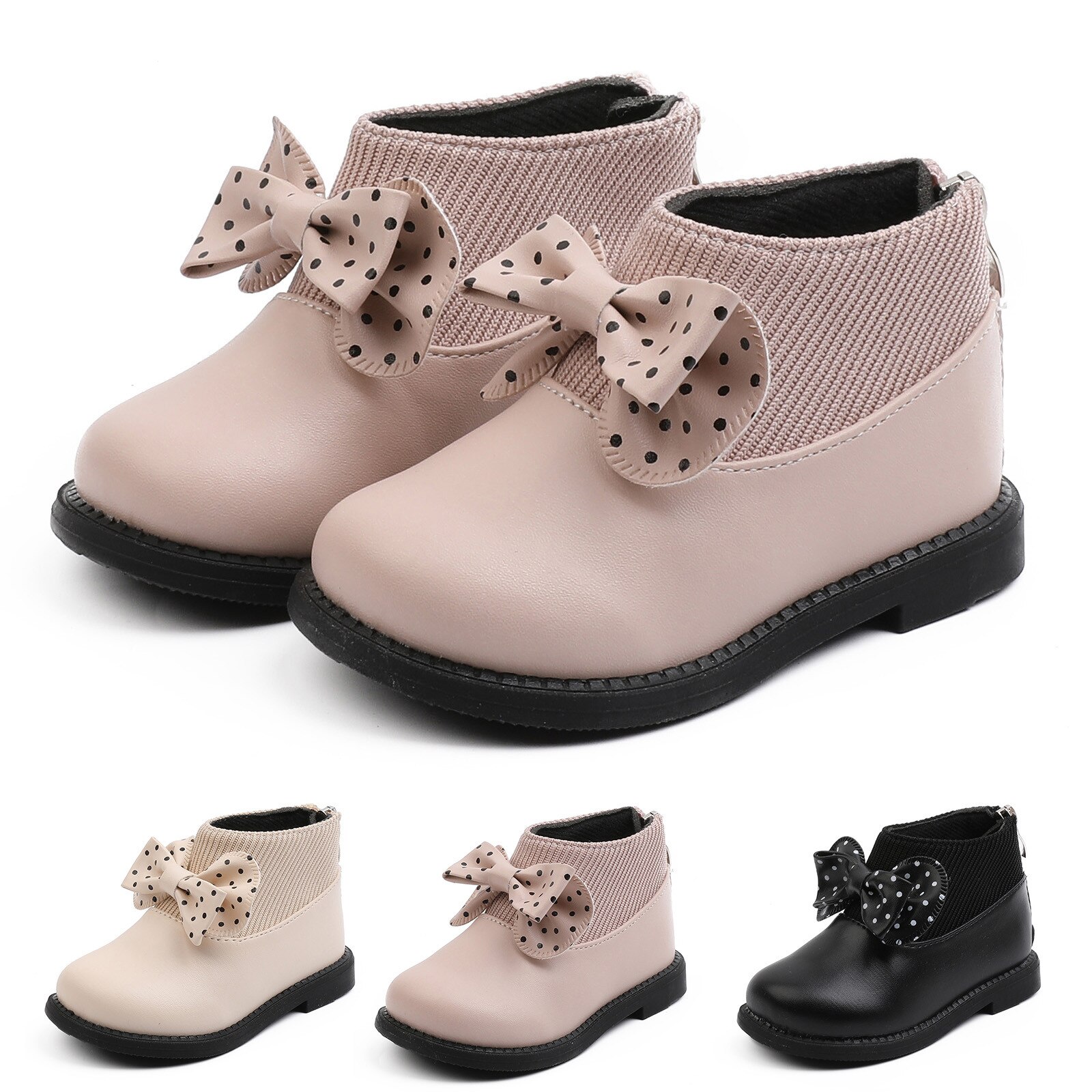 Kleinkind freundlicher Baby Mädchen Winter Plüsch Flache Stiefel Mädchen der Kurz Bowknot lässig Wasserdichte Schuhe Mädchen Kurze Knöchel stiefel
