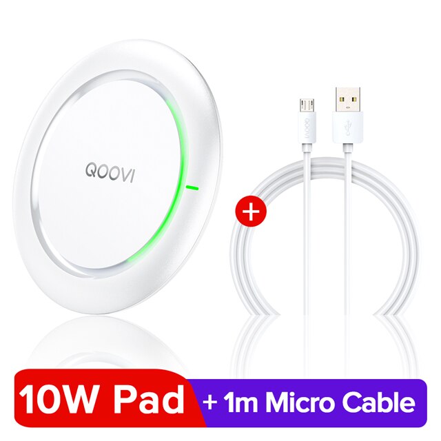 10W Fast Wireless Charger For iPhone 11 Pro Xs Max Xr X 8 PlusUSB Qi Charging Pad For Samsung Galaxy S20 S10 S9 S8 Note 10 9 8: White Pad With Cable