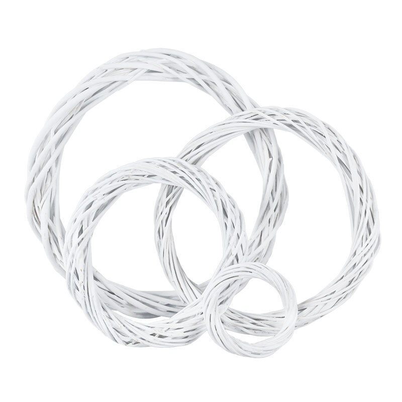 Support de cerceau en rotin blanc 35/25/20cm, pour artisanat, noël, mariage, pâques, couronne de fleurs florales, bricolage, support de cadre de fleurs séchées