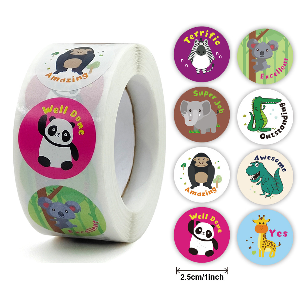 500 Uds. Pegatinas de recompensa para profesores para niños, guardería, escuela, estímulo, juegos, animales de juguete, adhesivo de papelería: Gris oscuro