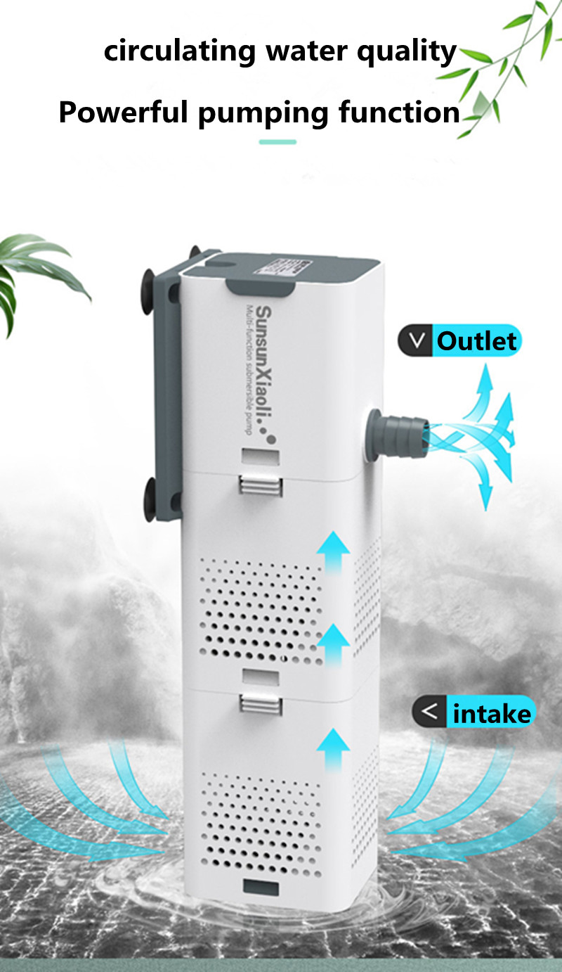 SUNSUN 3 in 1 Filter voor Aquarium Fish Tank Filter Mini Aquarium Filter Aquarium Zuurstof Dompelpomp Waterzuiveraar