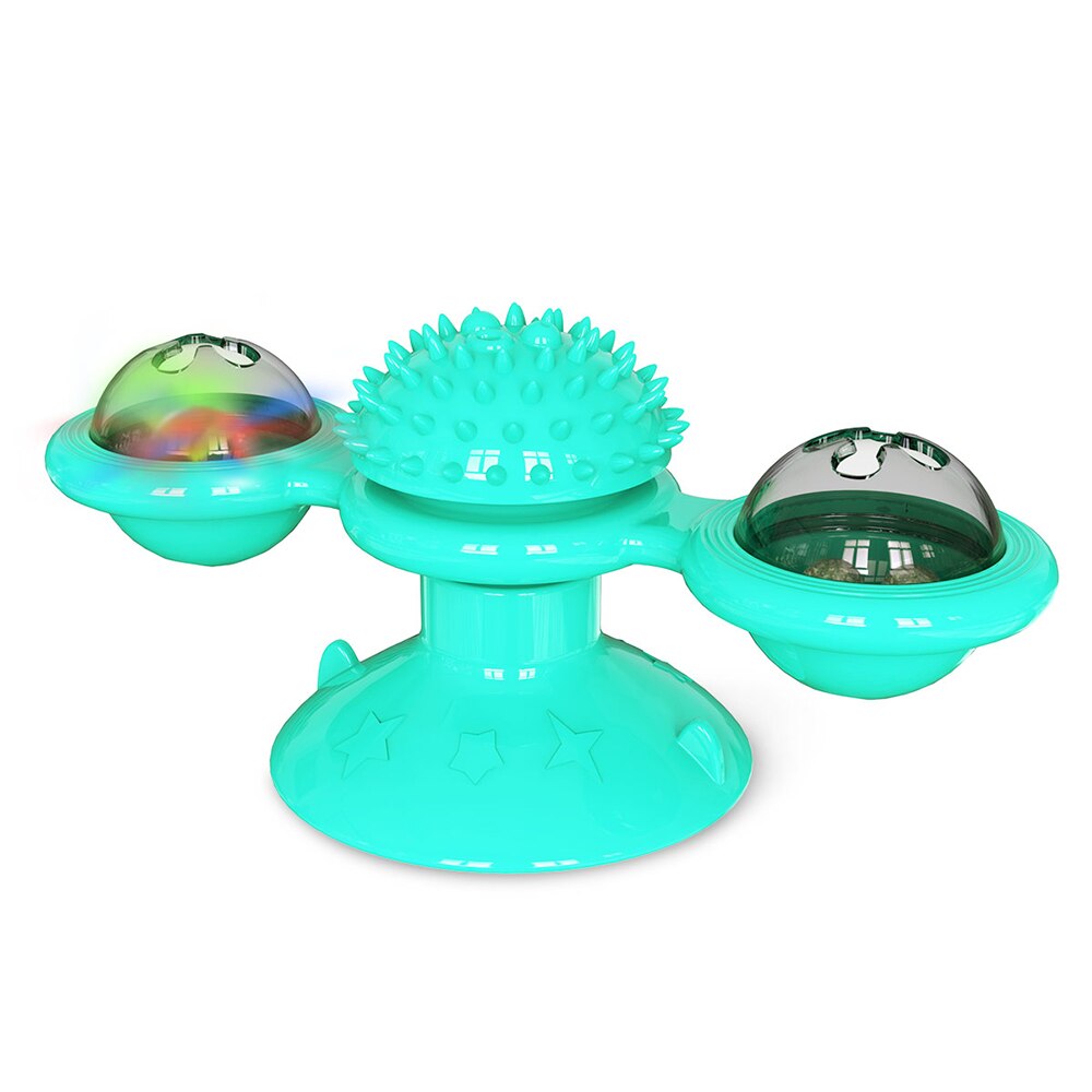 Moulin à vent pour chat, jouet de Massage rotatif amusant, boule LED d&#39;herbe à chat, nettoyage des dents, produits pour animaux de compagnie, directe: Blue / Without Box