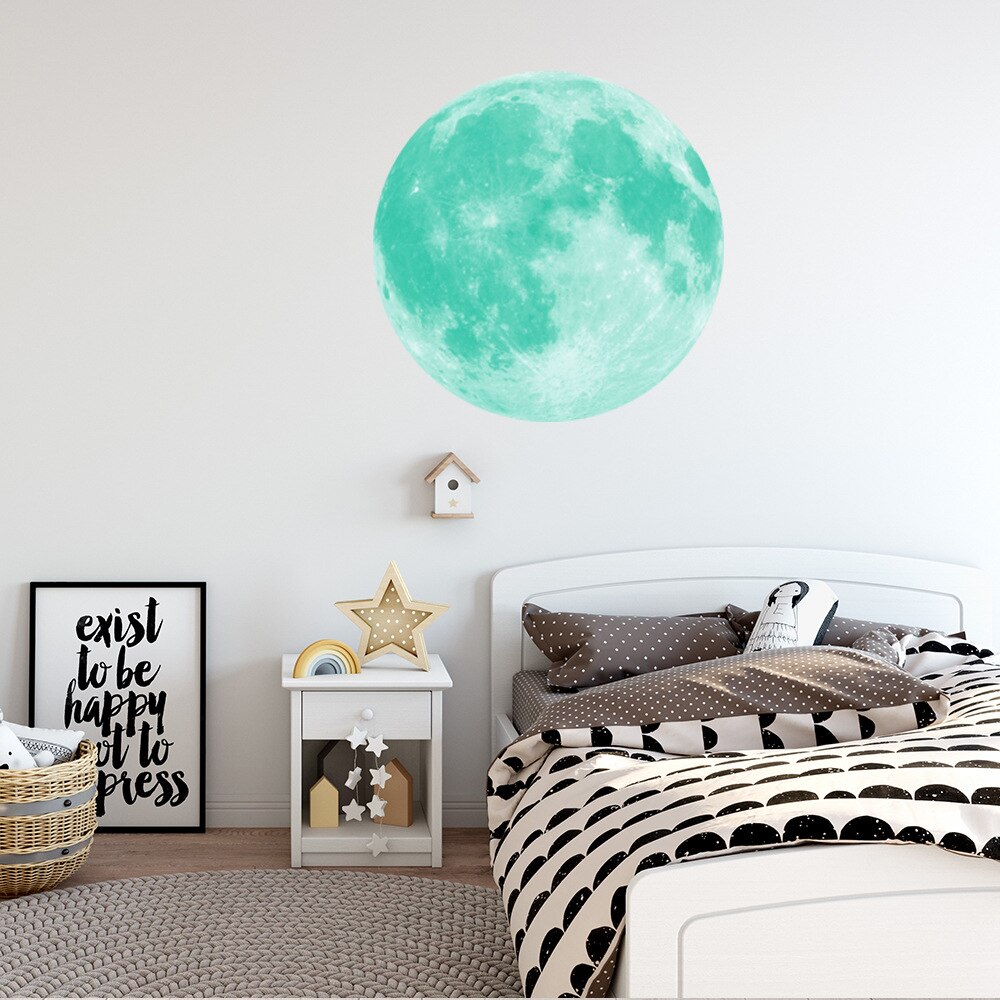 Glowing Moon Wall Stickers Home Decor Glow In The Dark Sticker Vinyl Babyroom Bedroom Living Room Decoration