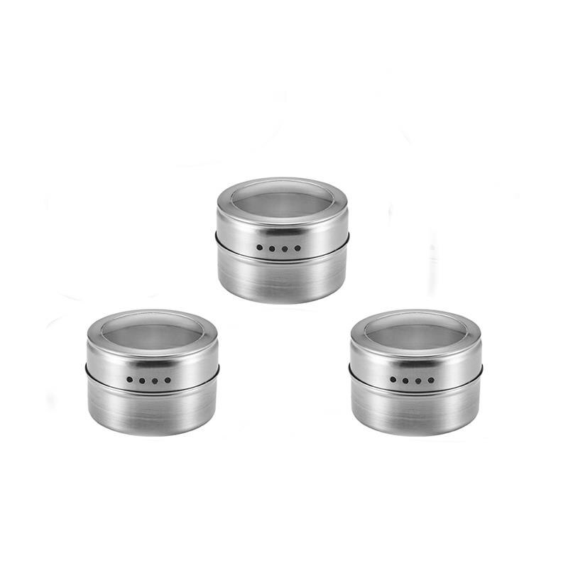 Magnetische Kruidkruik Set Met Sticker Rvs Spice Blikken Spice Opslag Container Pot Keuken Kruiderij Houder Keuken Tool: 3 pcs