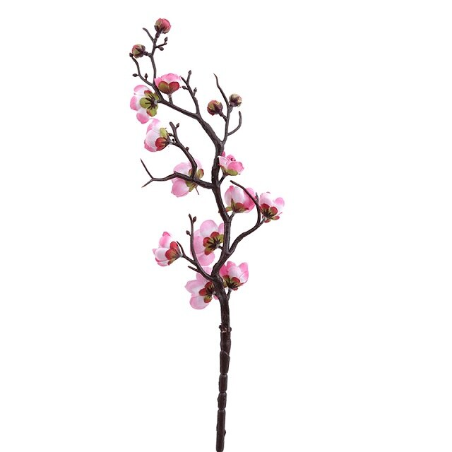 Ciruela flores de cerezo artificiales flores de seda ramas de cerezo hogar mesa de salón decoración para habitación bricolaje decoración de boda: Pink