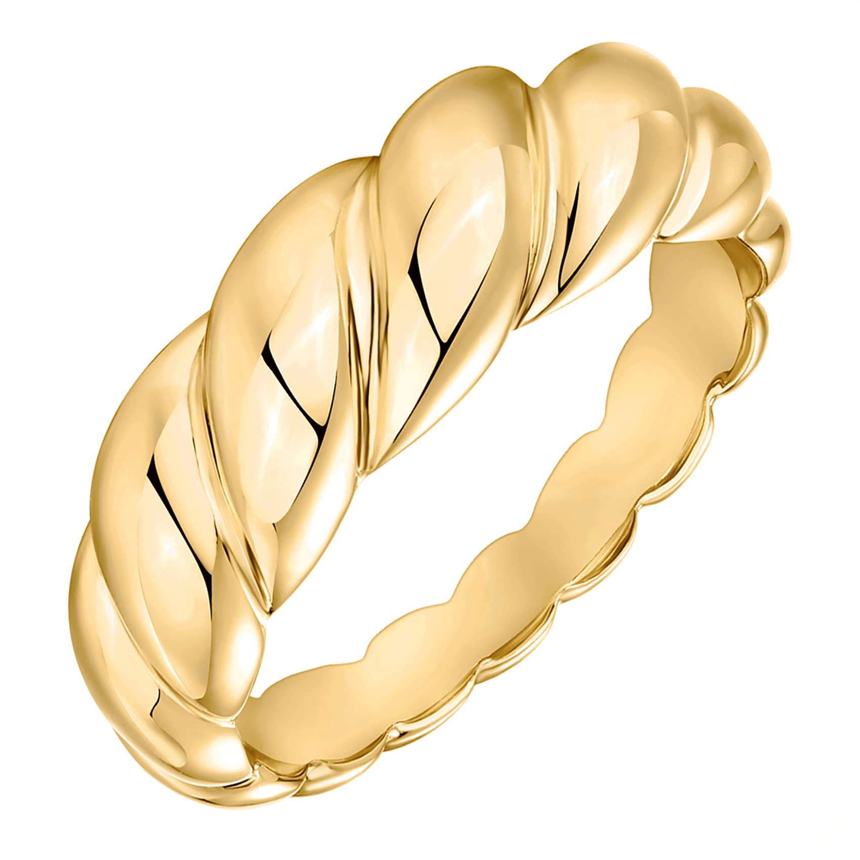 VQYSKO Croissant trenzado sello trenzado anillo de cúpula gruesa banda de estrella apilable para mujeres y hombres anillo de boda llamativo minimalista: 11 / Blanco