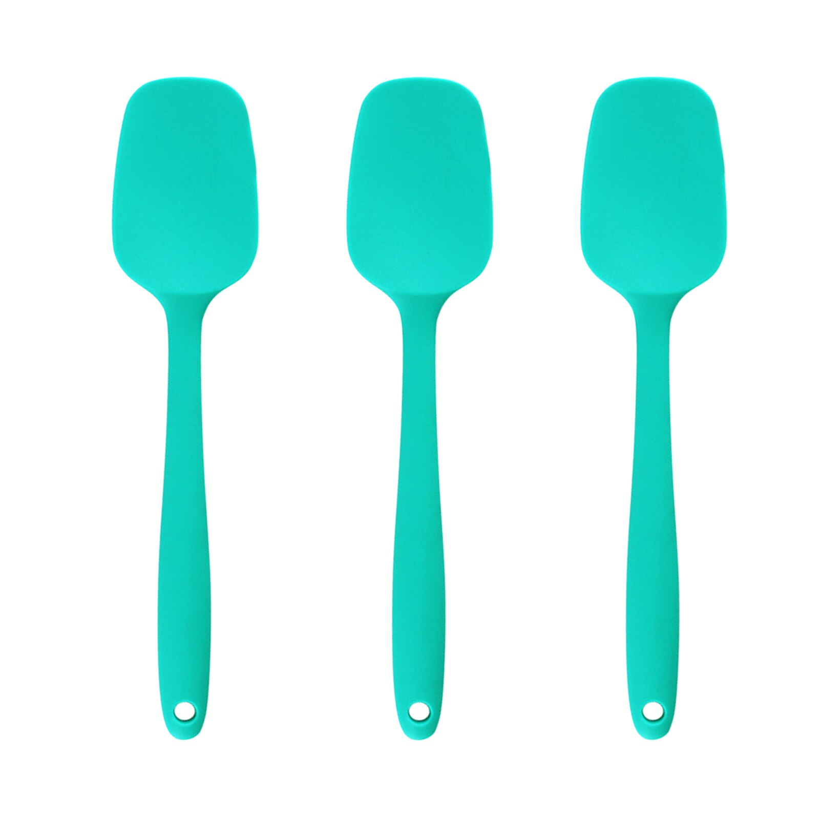 Utensilios de cocina antiadherentes, espátula de silicona, pala para hornear, restaurante, cuchara colgante de limpieza fácil, 3 uds.: Verde